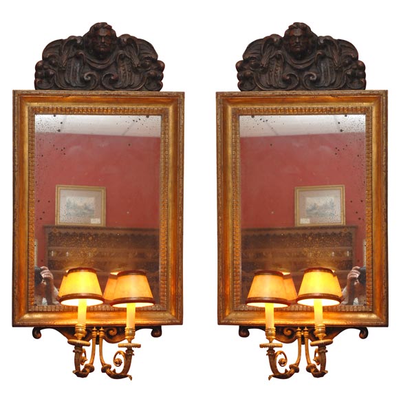 A Pair of 20th C. French Sconces with 17th & 19th C. Elements