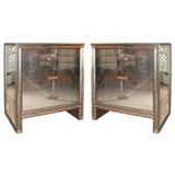 Pair of Eglomaise Mirrored Nite Stands