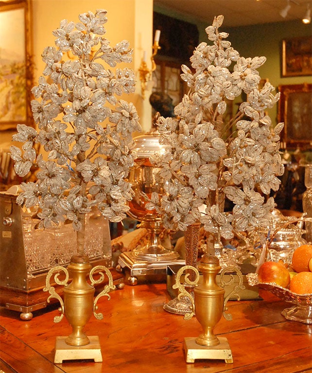 19th C. Beaded and Gilt Italain Flower Sticks