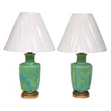 PAIR OF  ITALIAN VOLCANIC DRIP GLAZED  LAMPS