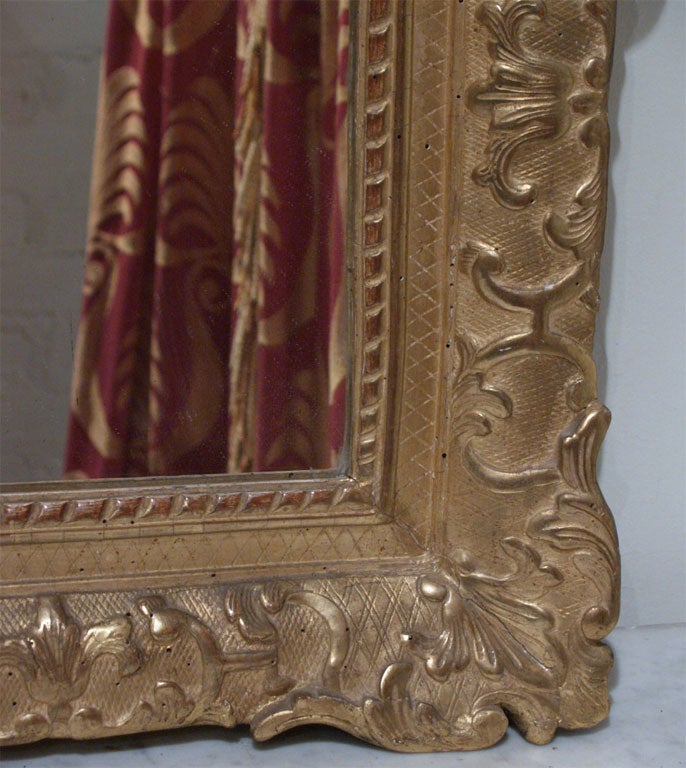 Glass Period Regence Gilt Wood Mirror For Sale