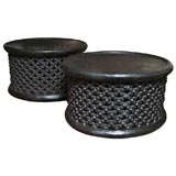 PR/LARGE EBONIZED DRUM TABLES