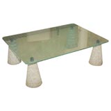 Glass and concrete coffee table in the style of Giovanni Offredi