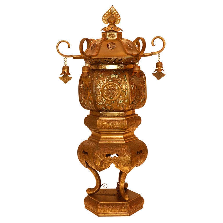 Brass Chinese Floor Lamp For Sale