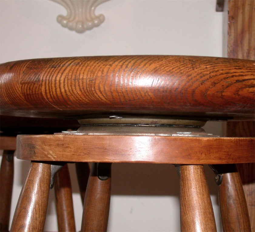English Pair of 1920's Swivel Bar Stools