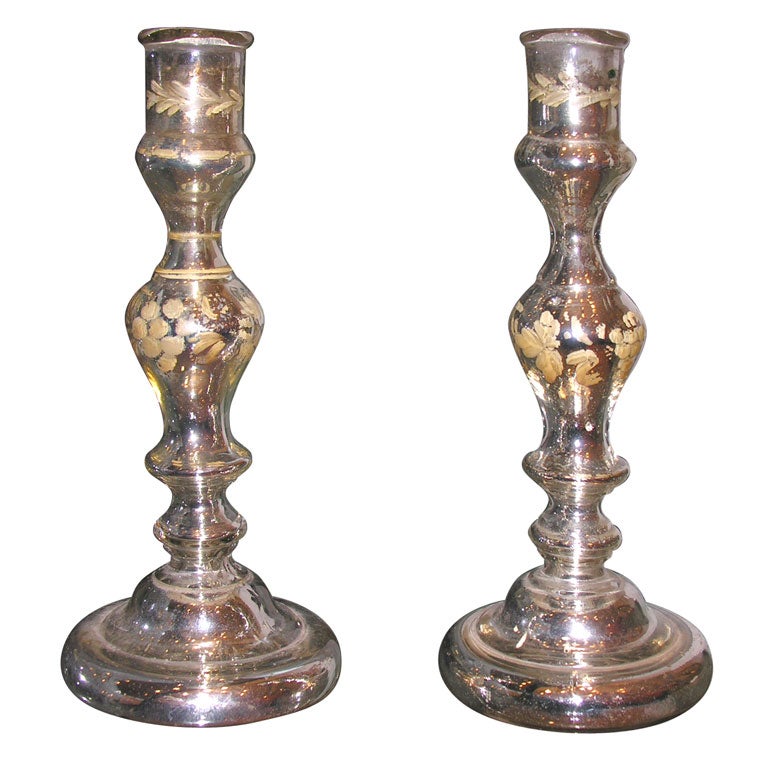 #4108 Pair of Mercury Glass Candlesticks