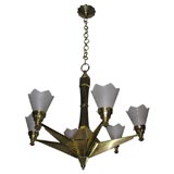 #4113 Art Deco Bronze Chandelier