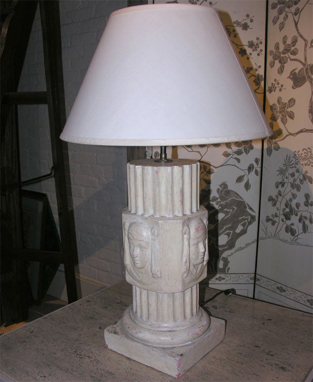 Pair of 1940's French Column Lamps with Neo-Classical Lamps