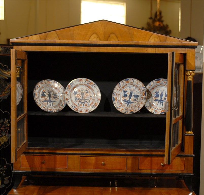 Biedermeier Vitrine Cabinet in Fruitwood & Ebonized Detail, Germany, circa 1825 For Sale 2