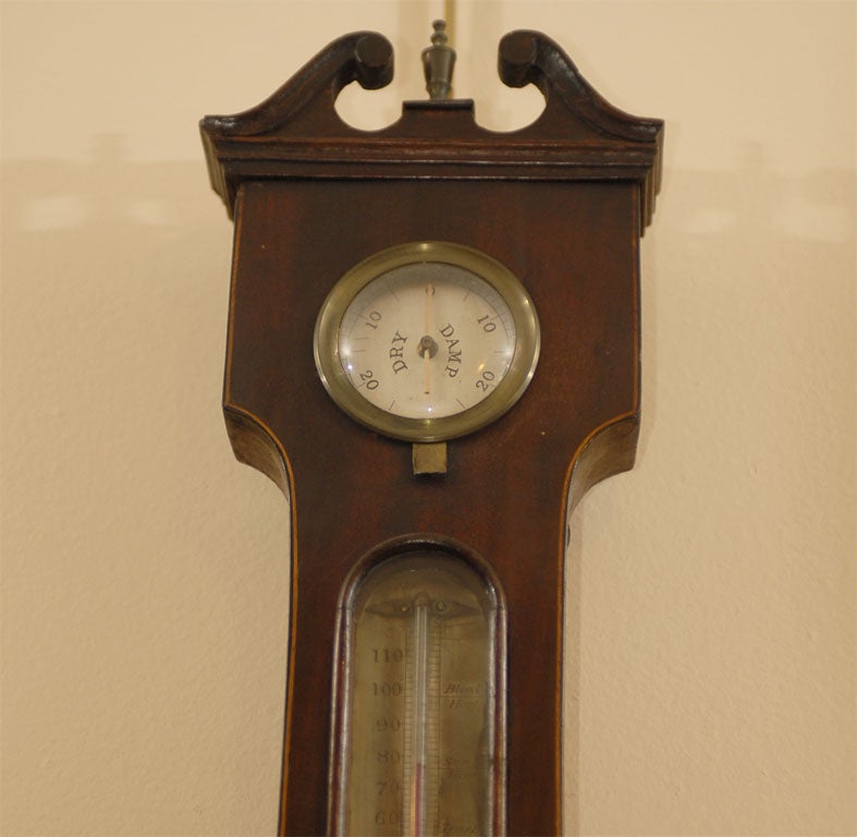 English George III  Banjo Mahogany Barometer by R. Taylor, Chepstow, England c. 1820 For Sale