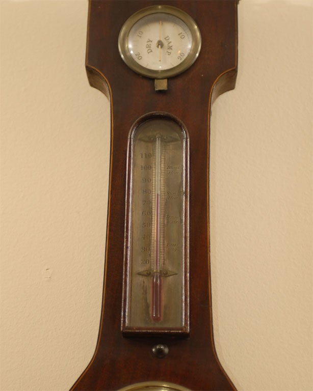 George III  Banjo Mahogany Barometer by R. Taylor, Chepstow, England c. 1820 In Good Condition For Sale In Atlanta, GA