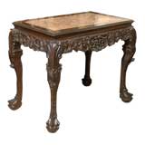 Chippendale Revival Library Table with Inset Marble Top, c. 1850