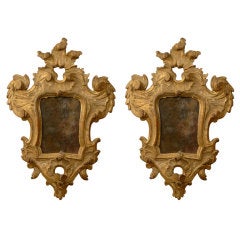 Antique Pair Gilt-Wood Rococo Girandoles, Italy c. 1770