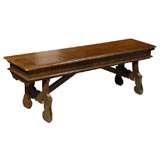 Italian Baroque Long Bench in Walnut with Lyre Base