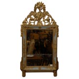 Antique Restauration Turquoise & Gilt-wood Mirror with Crest, c. 1830