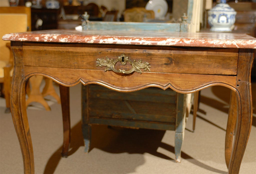 French Louis XV period Marble Top Console Table in Walnut, France c. 1760 For Sale