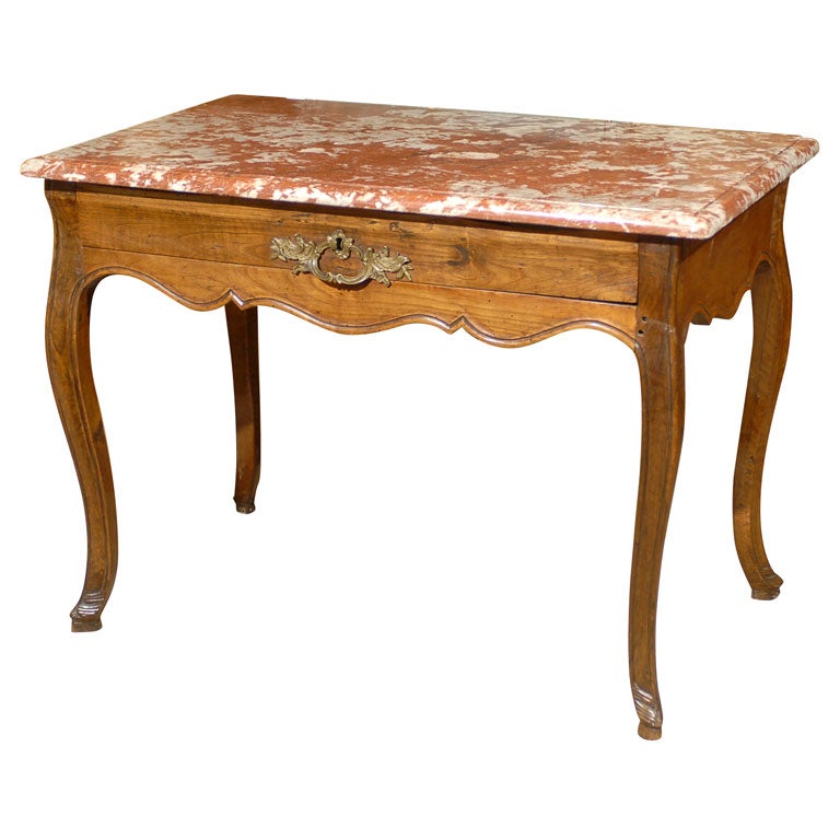 Louis XV period Marble Top Console Table in Walnut, France c. 1760