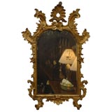 Antique Rococo Gilt-wood Mirror with Unique Crest, Italy c. 1760