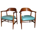 Pair of Danish Teak and Leather Chairs