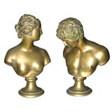 Pair of Gilded Bronze Roman Busts