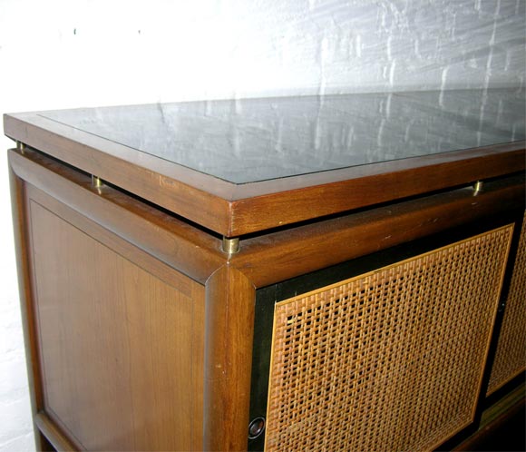 Mid-20th Century Console/ buffet  with sliding cane doors by Michael Taylor