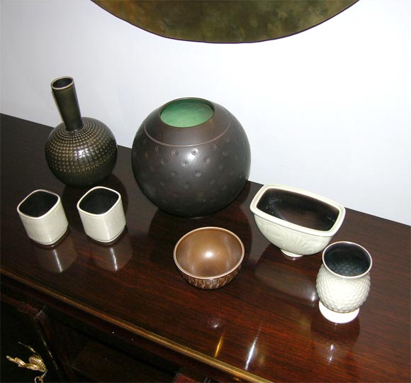 Group of glazed ceramic vases by Nils Thorsson 2