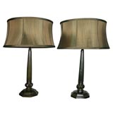 Pair of Large patinated lamps By Just Andersen