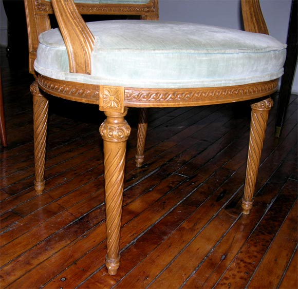 Wood Pair of Louis XVI Style Armchairs Stamped by Jansen