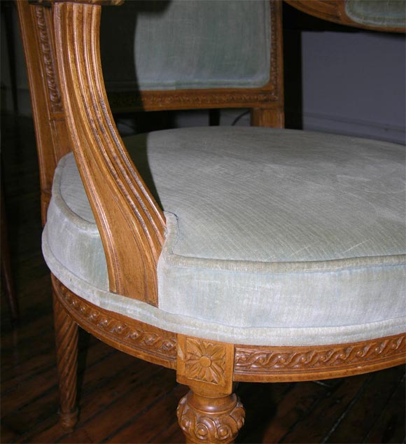 French Pair of Louis XVI Style Armchairs Stamped by Jansen