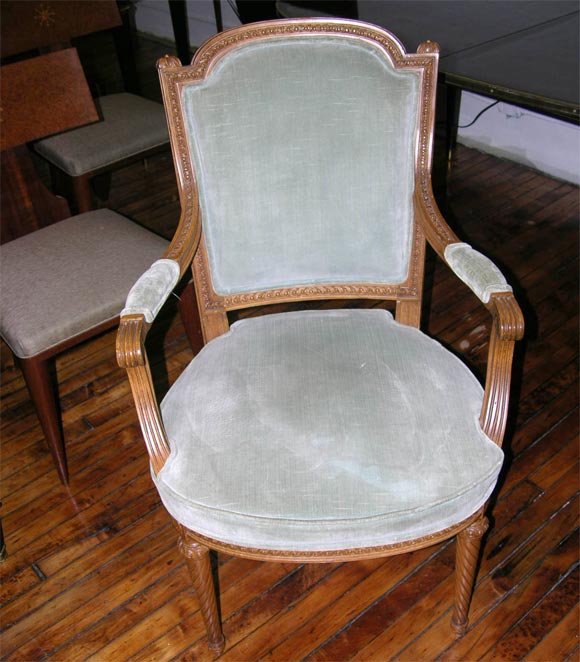 Pair of Louis XVI Style Armchairs Stamped by Jansen 1