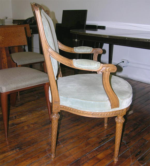 Pair of Louis XVI Style Armchairs Stamped by Jansen 2