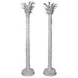 Pair of Carved Pine Palm Trees Columns by Jansen and Serge Roche