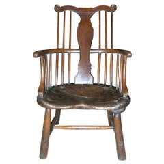 Antique English or Welsh 18th c. Vase-Splat Windsor Armchair