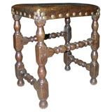 English oak and leather stool