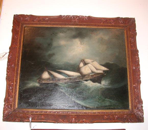 Quite well painted,this is a dramatic view. The inscription reads 