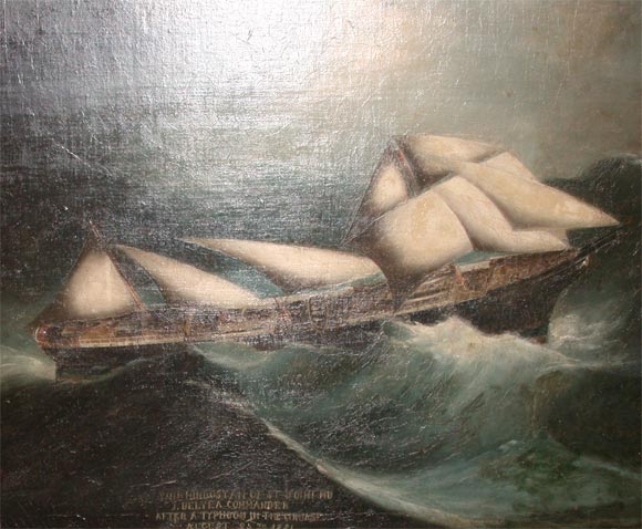 Antique Nautical Oil Painting In Good Condition In Port Chester, NY
