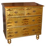 Antique Gilded Chest of Drawers with Fish Decoupage