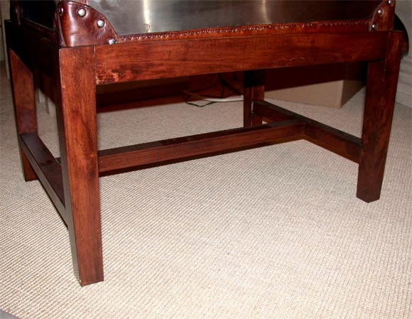 Steel Trunk with Leather Trim on Wooden Base 7