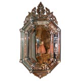 Beautifully Etched and Beveled Small Venetian Mirror