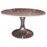 Round Aluminum Base Dining Table with White Granite Top