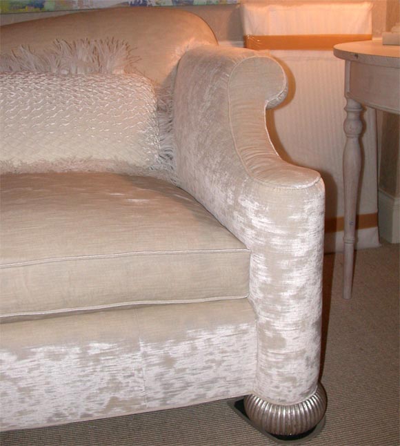 Magnificent Deco Sofa with White Gold Bun Feet at 1stDibs