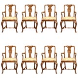 Set of 8 Tortoise Lacquer Queen Anne Chairs
