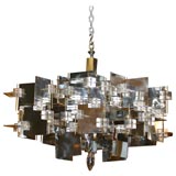 Steel and lucite chandelier