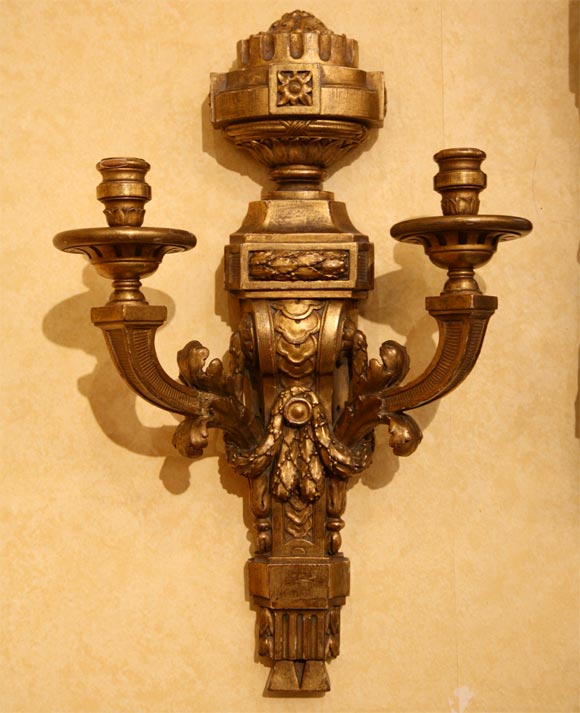 Fine Pair of Carved and Gilded 18th Century Sconces