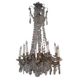 Antique Bronze and Crystal 12 Candle Chandelier