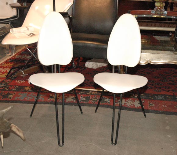 Pair of Carlo Molino Style Chairs of Painted Steel and Vinyl