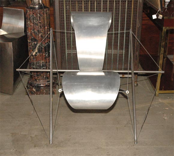 French Jacques Henri Varichon Chrome and Steel Lounge Chair For Sale