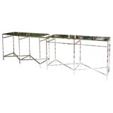 Pair Faux Bamboo Nickle Plated Iron Consoles