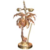 Mixed metal palm tree table lamp