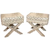 Pair of Faux Snakeskin Benches